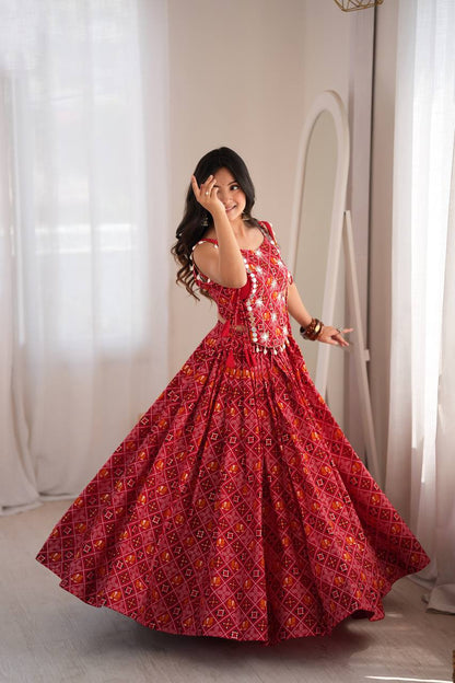 Red Patola Print Lehenga Choli with Koti