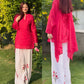 Red Mul Chanderi Kurta with Tulip Palazzo
