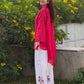 Red Mul Chanderi Kurta with Tulip Palazzo