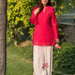 Red Mul Chanderi Kurta with Tulip Palazzo