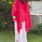 Red Mul Chanderi Kurta with Tulip Palazzo