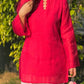 Red Mul Chanderi Kurta with Tulip Palazzo