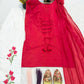 Red Mul Chanderi Kurta with Tulip Palazzo