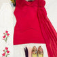 Red Mul Chanderi Kurta with Tulip Palazzo