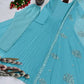 Aqua Pleated Georgette Gown with Dupatta