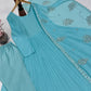 Aqua Pleated Georgette Gown with Dupatta