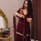 Wine Mirror Work Georgette Palazzo Set