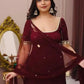Wine Mirror Work Georgette Palazzo Set