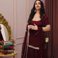 Wine Mirror Work Georgette Palazzo Set