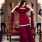 Wine Mirror Work Georgette Palazzo Set