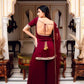 Wine Mirror Work Georgette Palazzo Set