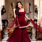 Wine Mirror Work Georgette Palazzo Set