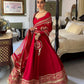 Red Embroidered Anarkali Suit with Dupatta