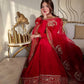 Red Embroidered Anarkali Suit with Dupatta