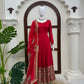 Red Embroidered Anarkali Suit with Dupatta