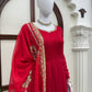 Red Embroidered Anarkali Suit with Dupatta
