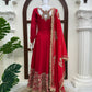 Red Embroidered Anarkali Suit with Dupatta