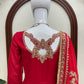 Red Embroidered Anarkali Suit with Dupatta