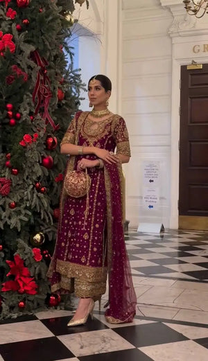 Embroidered Faux Georgette Suit Set with Dupatta