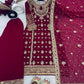 Embroidered Faux Georgette Suit Set with Dupatta