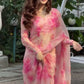 Orgenza Mirror Floral Printed sequence embroidery Saree