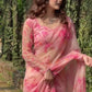 Orgenza Mirror Floral Printed sequence embroidery Saree