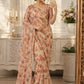 Orgenza Mirror Floral Printed sequence embroidery Saree