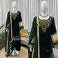 Embroidered Velvet Plazo Set