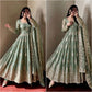 Sage Green Shimmer Silk Anarkali Gown Set