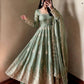 Sage Green Shimmer Silk Anarkali Gown Set