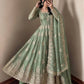 Sage Green Shimmer Silk Anarkali Gown Set
