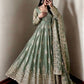 Sage Green Shimmer Silk Anarkali Gown Set