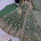Sage Green Shimmer Silk Anarkali Gown Set