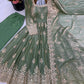 Sage Green Shimmer Silk Anarkali Gown Set