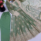 Sage Green Shimmer Silk Anarkali Gown Set