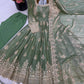 Sage Green Shimmer Silk Anarkali Gown Set