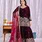 Embroidered Velvet Sharara Set