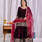 Embroidered Velvet Sharara Set