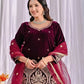 Embroidered Velvet Sharara Set