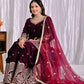 Embroidered Velvet Sharara Set