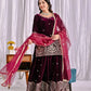 Embroidered Velvet Sharara Set