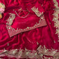 Red Space Satin Sequin Saree with Blouse