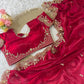 Red Space Satin Sequin Saree with Blouse