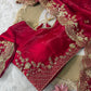 Red Space Satin Sequin Saree with Blouse