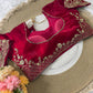 Red Space Satin Sequin Saree with Blouse