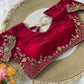 Red Space Satin Sequin Saree with Blouse