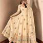 Ivory Peacock Feather Anarkali Gown