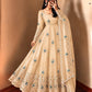 Ivory Peacock Feather Anarkali Gown