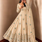 Ivory Peacock Feather Anarkali Gown