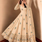 Ivory Peacock Feather Anarkali Gown